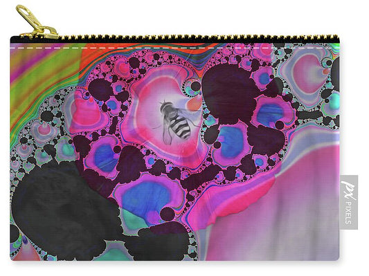 Fractals with Tiny Bumble Bee - Zip Pouch