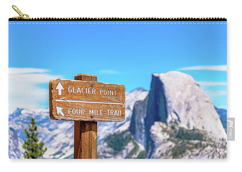 Glacier Point Sign and Half Dome in the Distance - Zip Pouch
