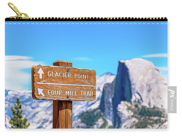 Glacier Point Sign and Half Dome in the Distance - Zip Pouch