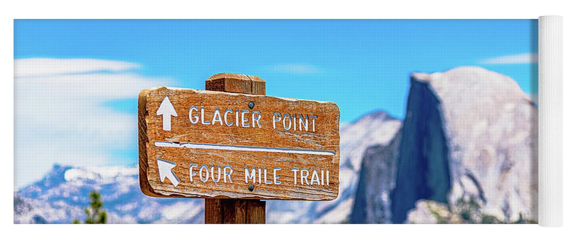 Glacier Point Sign and Half Dome in the Distance - Yoga Mat