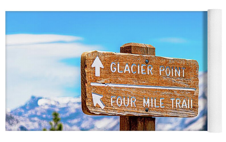 Glacier Point Sign and Half Dome in the Distance - Yoga Mat