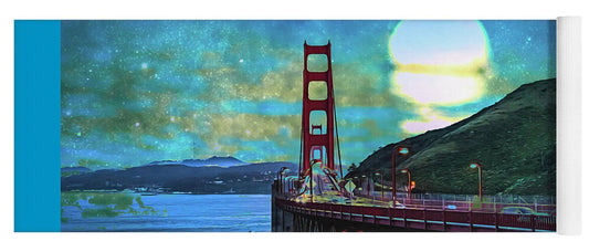 Golden Gate Bridge and Artistic Moon Landscape - Yoga Mat