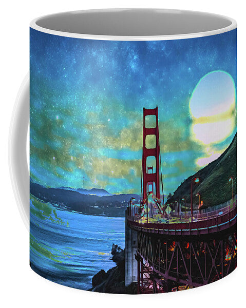 Golden Gate Bridge and Artistic Moon Landscape - Mug