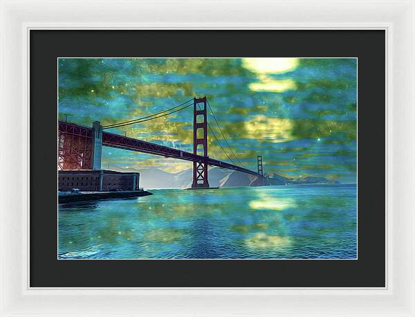 Golden Light on a Goldne day in the Golden Gate Bridge - Framed Print