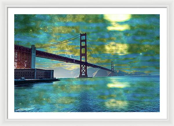 Golden Light on a Goldne day in the Golden Gate Bridge - Framed Print