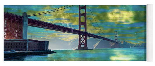 Golden Light on a Goldne day in the Golden Gate Bridge - Yoga Mat