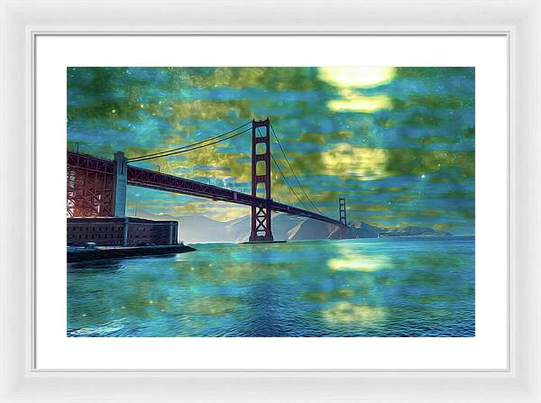 Golden Light on a Goldne day in the Golden Gate Bridge - Framed Print