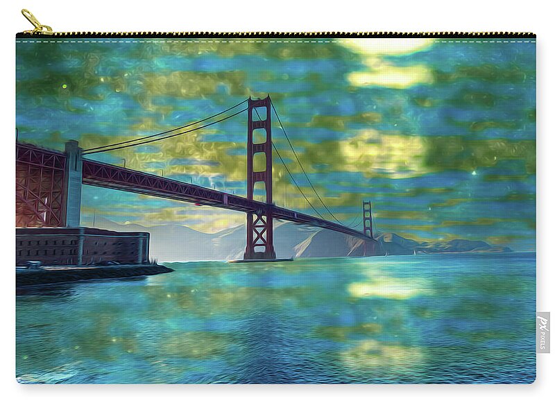 Golden Light on a Goldne day in the Golden Gate Bridge - Zip Pouch