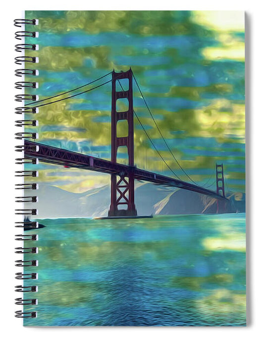 Golden Light on a Goldne day in the Golden Gate Bridge - Spiral Notebook