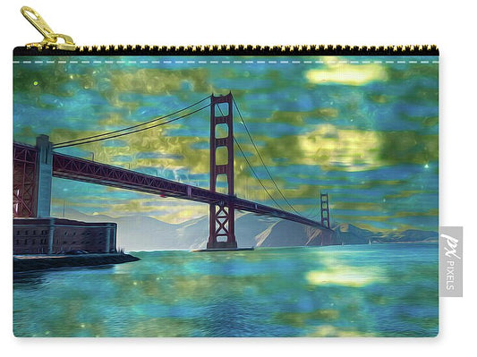 Golden Light on a Goldne day in the Golden Gate Bridge - Zip Pouch