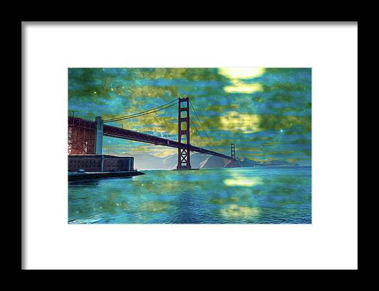 Golden Light on a Goldne day in the Golden Gate Bridge - Framed Print