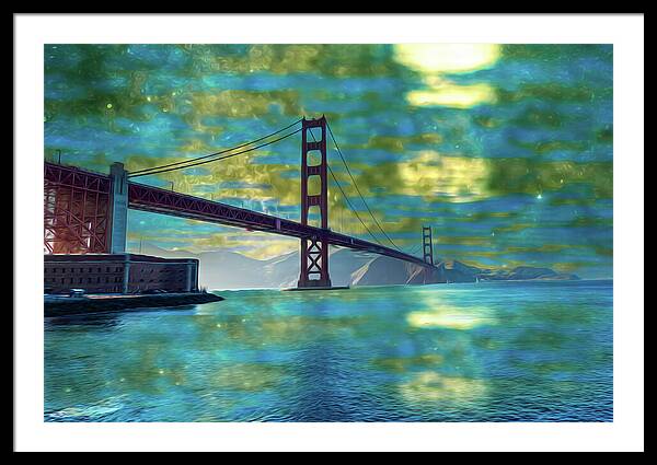 Golden Light on a Goldne day in the Golden Gate Bridge - Framed Print