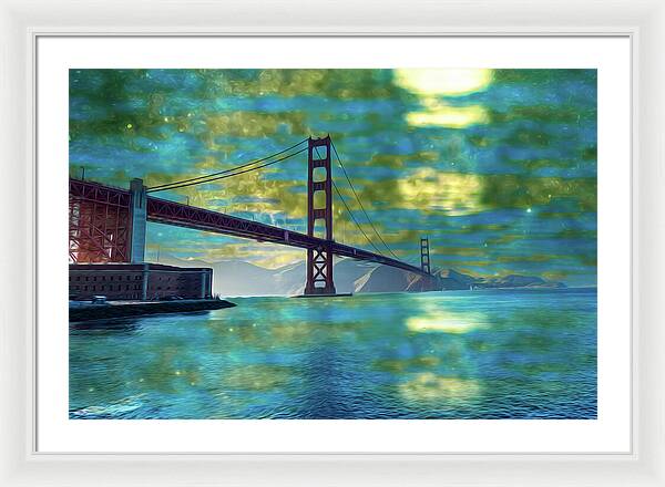 Golden Light on a Goldne day in the Golden Gate Bridge - Framed Print