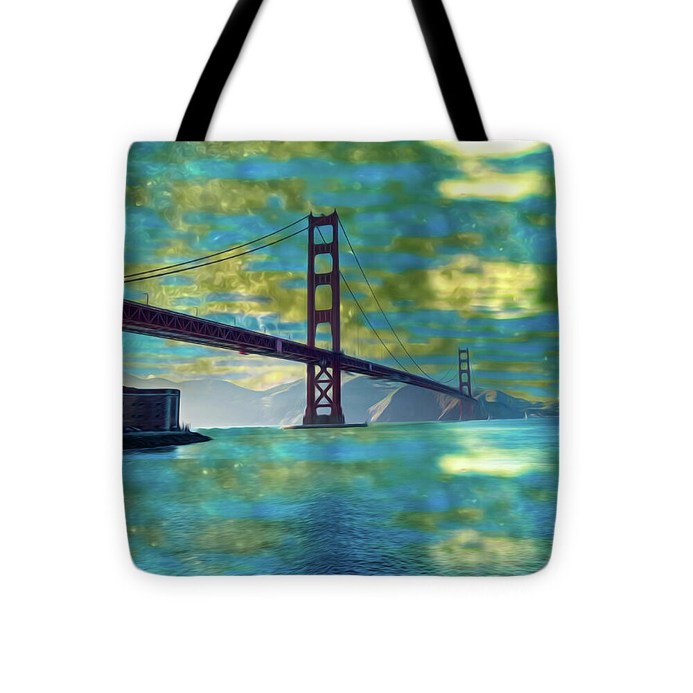 Golden Light on a Goldne day in the Golden Gate Bridge - Tote Bag