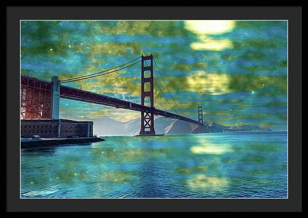Golden Light on a Goldne day in the Golden Gate Bridge - Framed Print