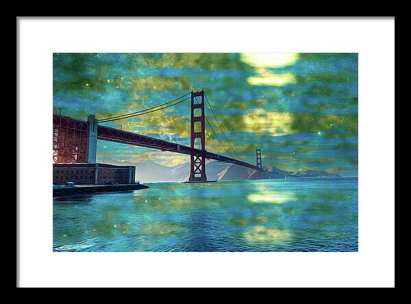 Golden Light on a Goldne day in the Golden Gate Bridge - Framed Print