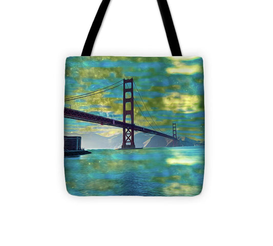Golden Light on a Goldne day in the Golden Gate Bridge - Tote Bag