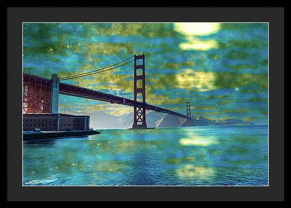 Golden Light on a Goldne day in the Golden Gate Bridge - Framed Print