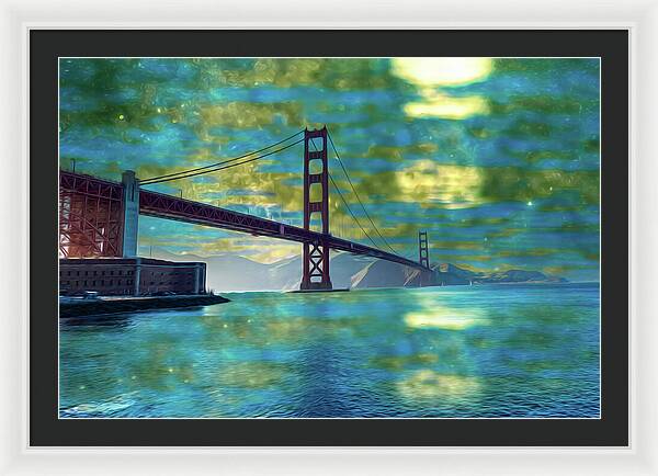 Golden Light on a Goldne day in the Golden Gate Bridge - Framed Print