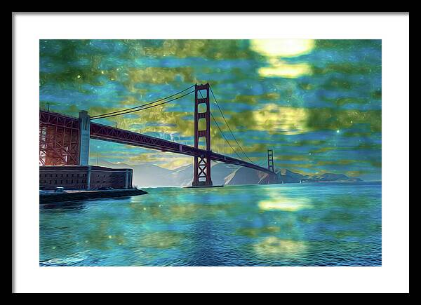 Golden Light on a Goldne day in the Golden Gate Bridge - Framed Print