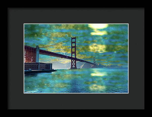 Golden Light on a Goldne day in the Golden Gate Bridge - Framed Print