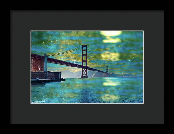 Golden Light on a Goldne day in the Golden Gate Bridge - Framed Print