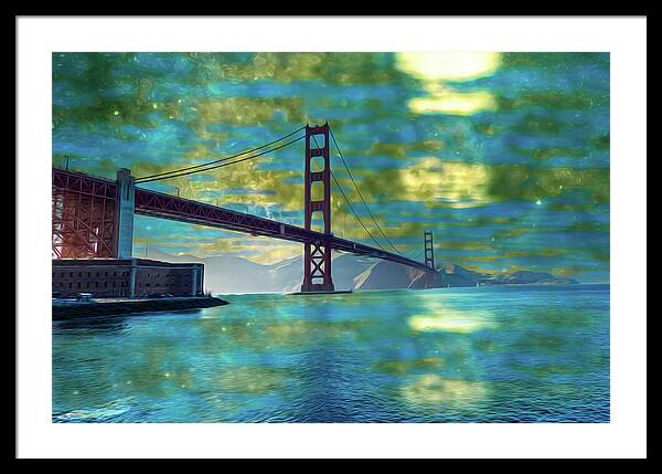 Golden Light on a Goldne day in the Golden Gate Bridge - Framed Print
