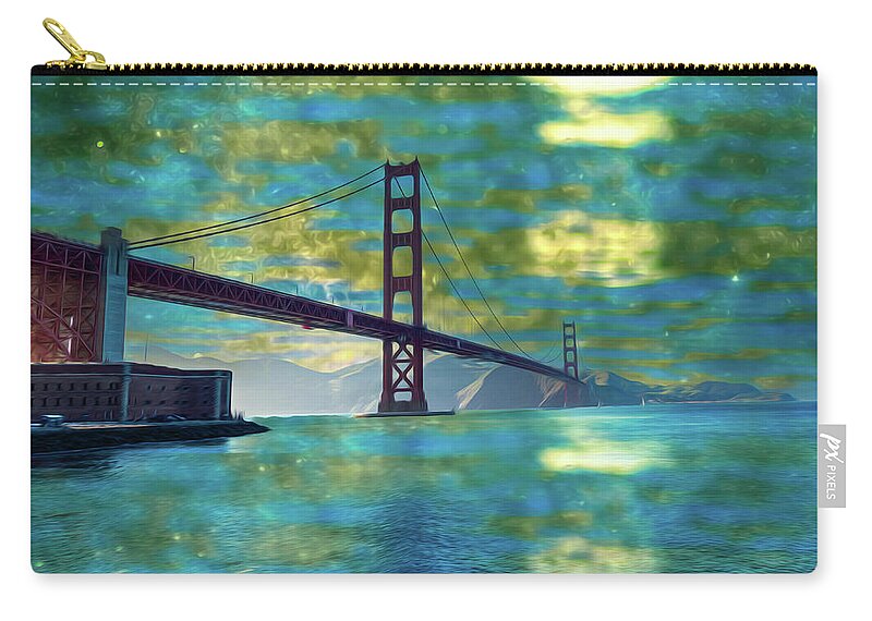 Golden Light on a Goldne day in the Golden Gate Bridge - Zip Pouch