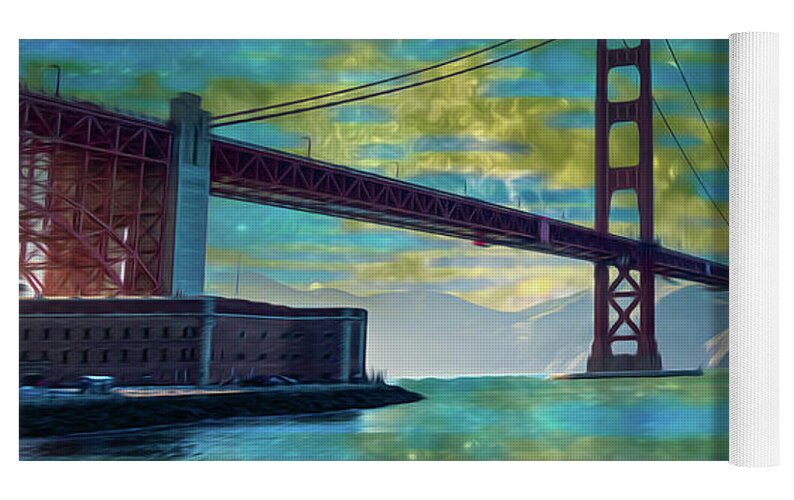Golden Light on a Goldne day in the Golden Gate Bridge - Yoga Mat