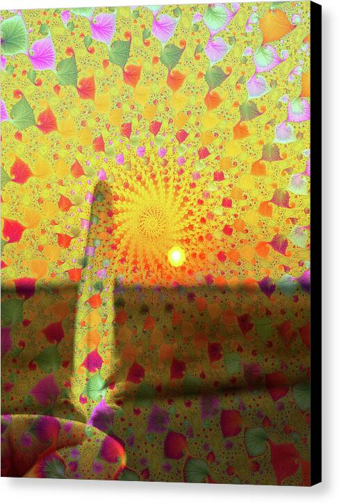 Golden Sunset and Feather with Fractals - Canvas Print