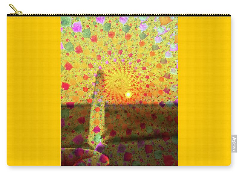 Golden Sunset and Feather with Fractals - Zip Pouch