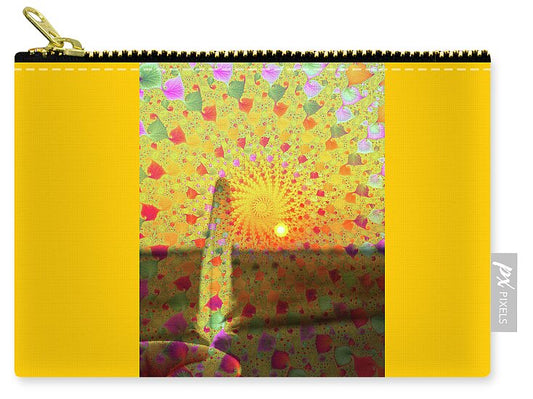 Golden Sunset and Feather with Fractals - Zip Pouch