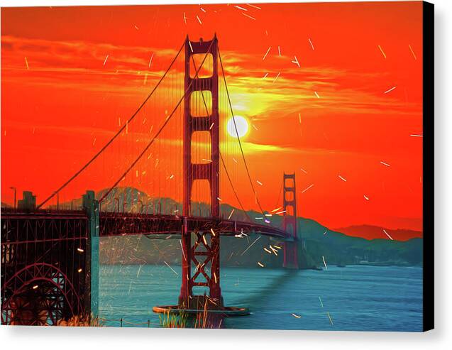 Golden Sunset art in San Francisco - Canvas Print