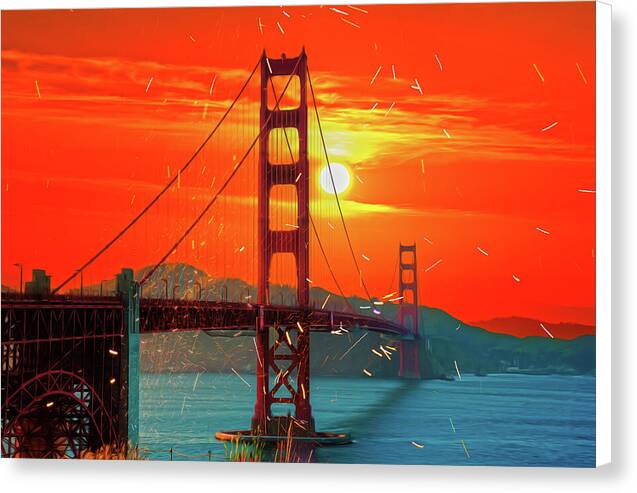 Golden Sunset art in San Francisco - Canvas Print
