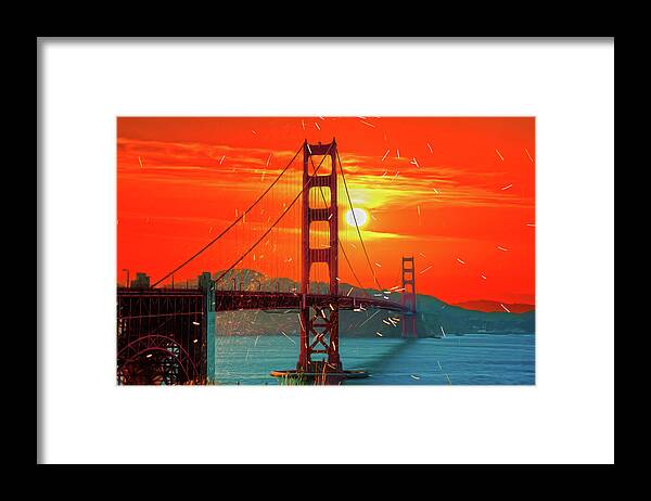 Golden Sunset art in San Francisco - Framed Print