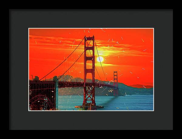 Golden Sunset art in San Francisco - Framed Print