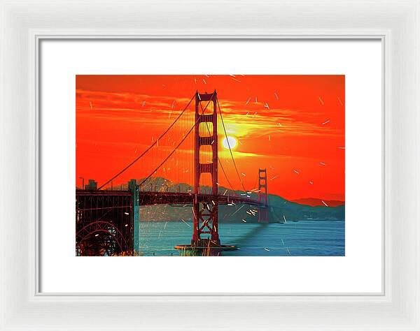 Golden Sunset art in San Francisco - Framed Print
