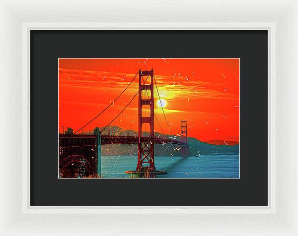 Golden Sunset art in San Francisco - Framed Print