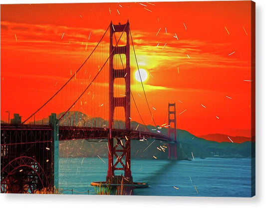 Golden Sunset art in San Francisco - Acrylic Print