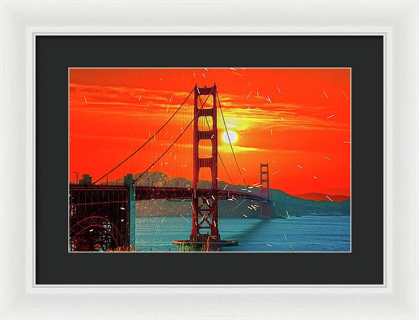 Golden Sunset art in San Francisco - Framed Print