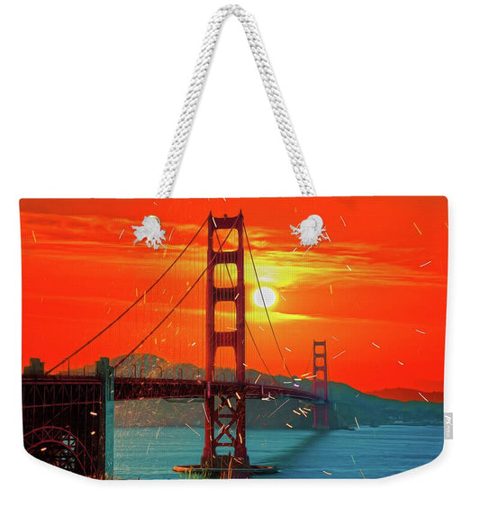 Golden Sunset art in San Francisco - Weekender Tote Bag