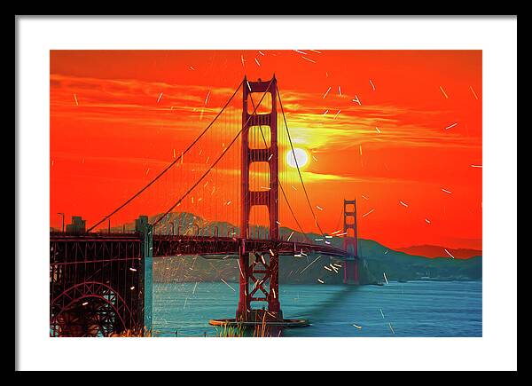 Golden Sunset art in San Francisco - Framed Print