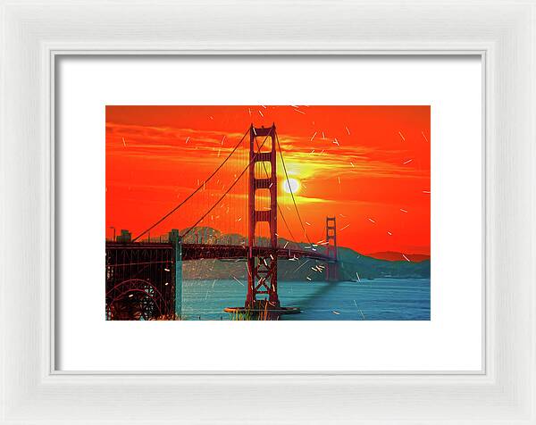 Golden Sunset art in San Francisco - Framed Print