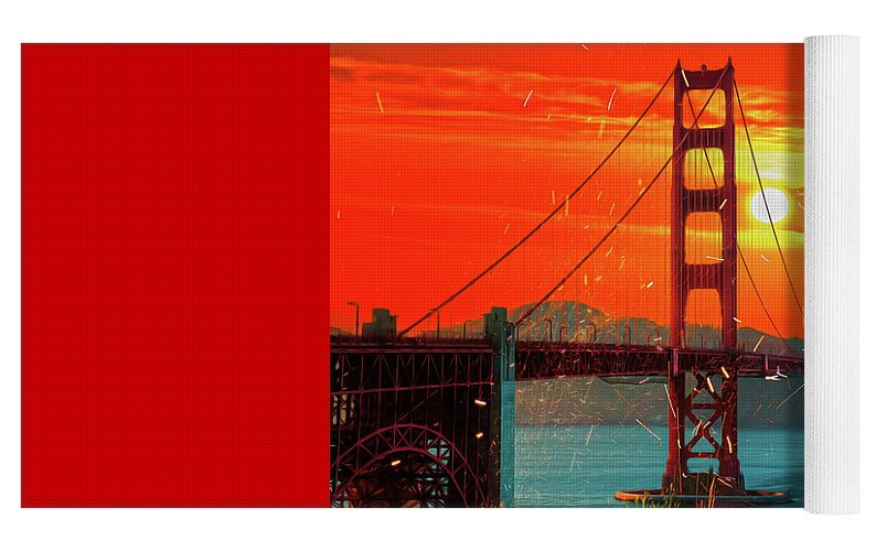 Golden Sunset art in San Francisco - Yoga Mat