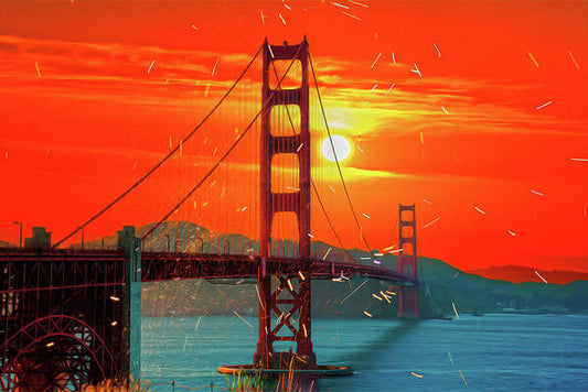 Golden Sunset art in San Francisco - Art Print