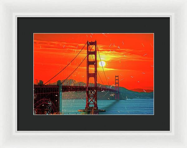 Golden Sunset art in San Francisco - Framed Print