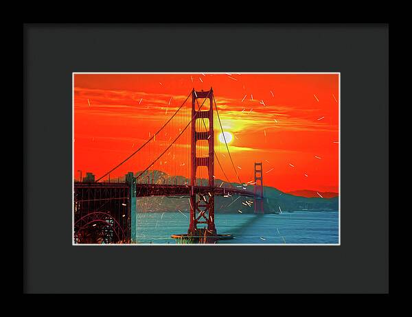 Golden Sunset art in San Francisco - Framed Print