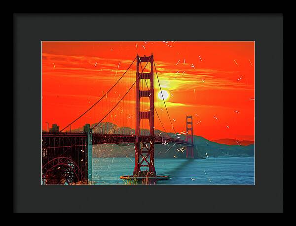 Golden Sunset art in San Francisco - Framed Print