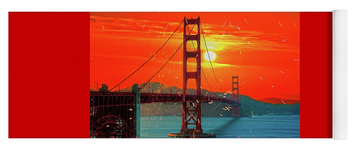 Golden Sunset art in San Francisco - Yoga Mat