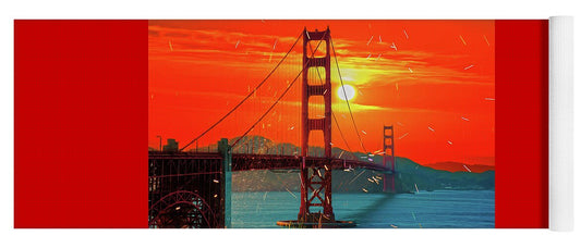 Golden Sunset art in San Francisco - Yoga Mat